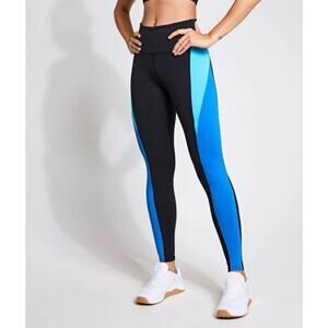 Reebok Lux High-Rise Colorblock Blue Black‎ Leggings Pants Size Small $70
